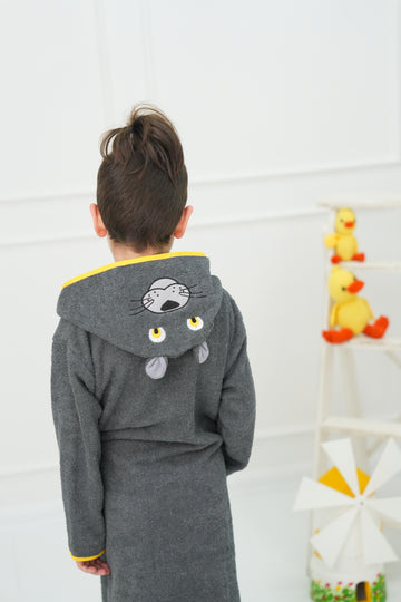 Kapşonlu Çocuk Bornozu Panter