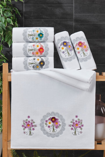 Papatya-Gümüş 6'lı El&Yüz Havlusu